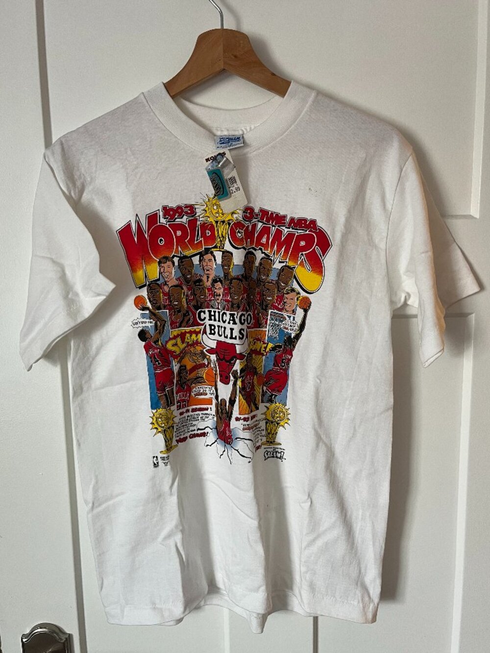 NWT 1993 Chicago Bulls World Champs Cartoon Shirt